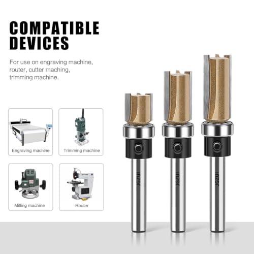 3 Flute Bottom Bearing Flush Trim Router Bit Set 1