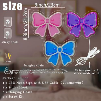3 PCS Flower Neon Sign Dimmable UV