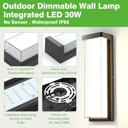 LED Outdoor Wall Light Fixture 16in Dimmable Modern Porch&Patio Wall Light Fixture
