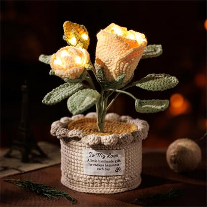 Handmade Crochet Rose Flower Lamp