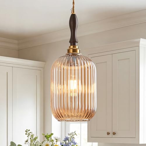 Modern Glass Pendant Light Ribbed 1