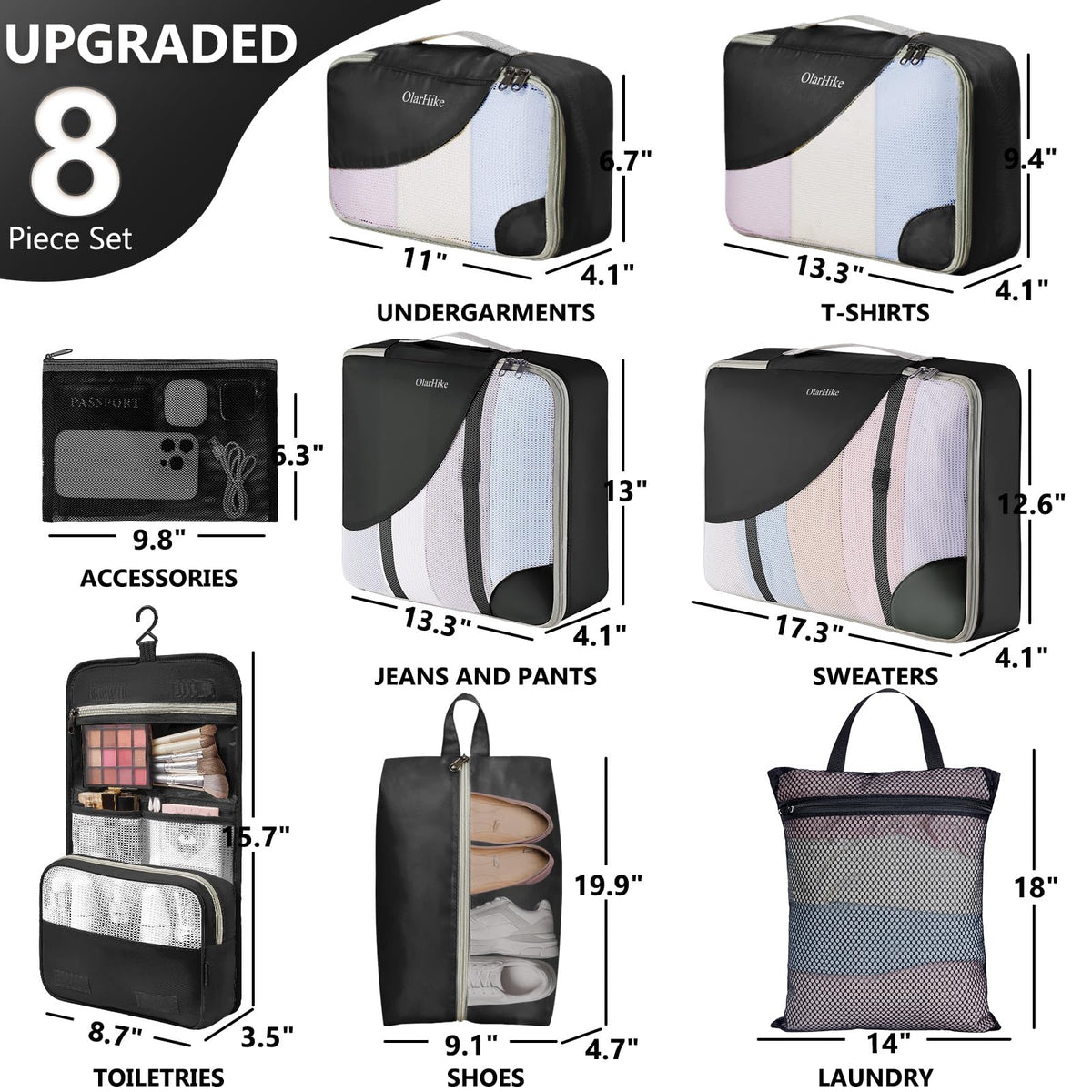 Packing Cubes for Travel (03 Black)