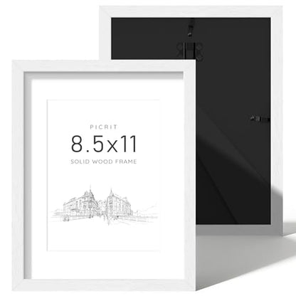 8.5 by 11 Solid Wood Frame Set of 2 (White Wood Grain / 8.5x11)