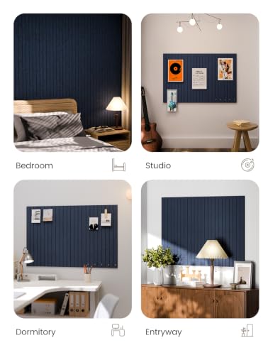 36" x 24" Large Felt Bulletin Board (Carbon Blue / Fine-stripe 6-pack)