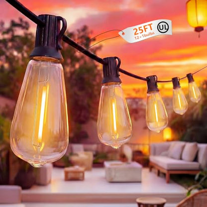ST40 LED Outdoor String Lights with Shatterproof Vintage Edison Bulbs