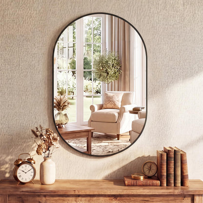 24" x 36" Oval Bathroom Mirror (Black / 24"L x 36"W / Oval)