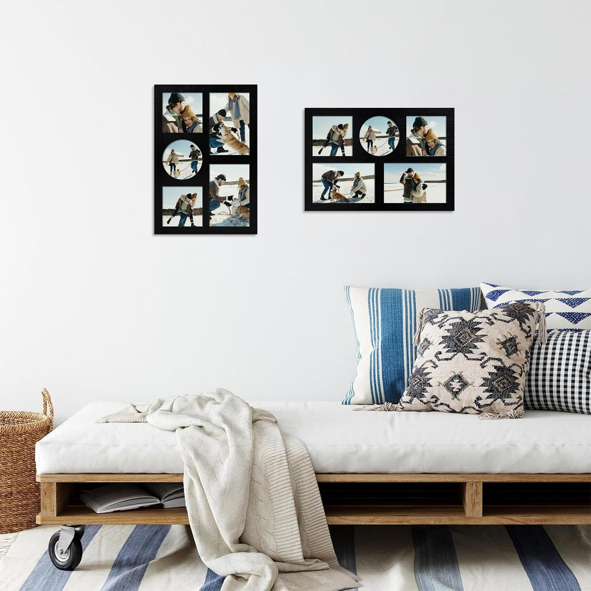 Picture Frame Collage for 4x6 and 4x4 Photos (Rustic Black / 9x13in (1Pack))