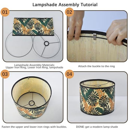 Bamboo Lamp Shade With Tropical Plants Chandelier Covers
