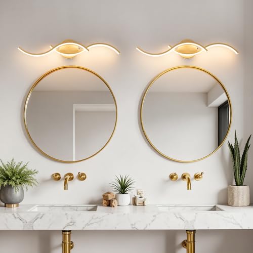 Brushed Nickel Curved 5CCT Bathroom Vanity Light Fixture Over Mirror