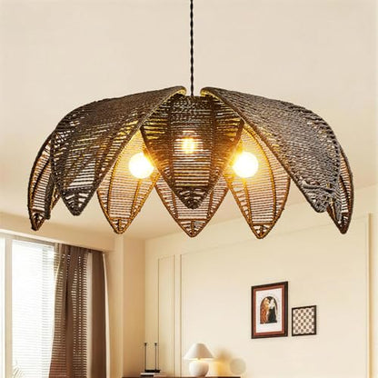 3 Light Boho Rattan Chandelier