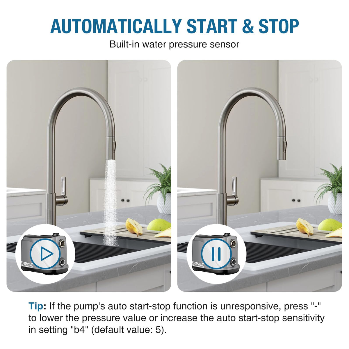 1HP Whole House Water Pressure Booster Pump for Home