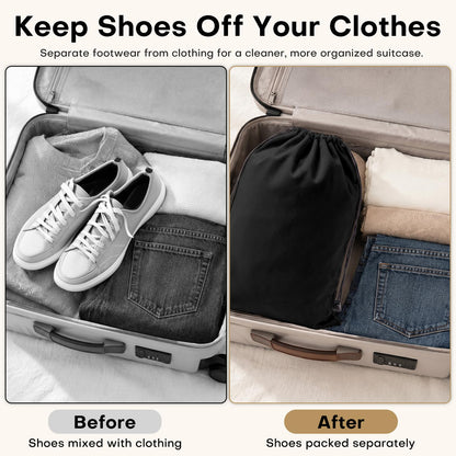 4 Pack Large Shoe Bags for Travel (Black)