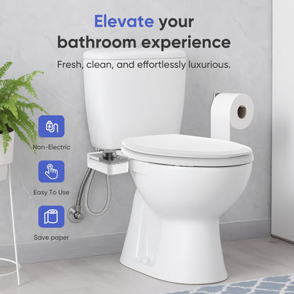 Upgrade Non Electric Bidet Toilet Seat (Chrome & White Toilet Seat)