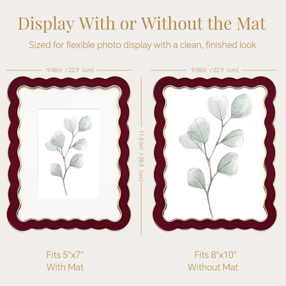 8x10 Scalloped Wavy Metal Picture Frame (Oxblood Burgundy / 8x10)