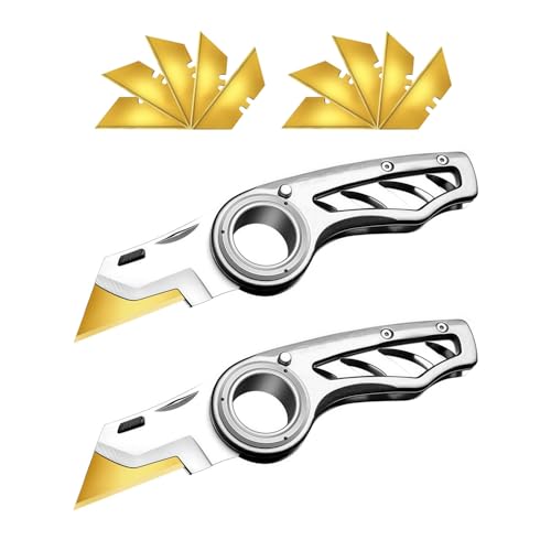 2 Pack Heavy Duty Box Cutter Pocket Folding Utility Knife