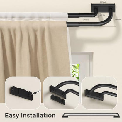 Double Curtain Rod 34 (Black / 34"-120")