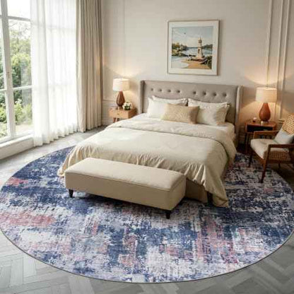 8ft Round Rug (Pink & Blue / 8' (Round))