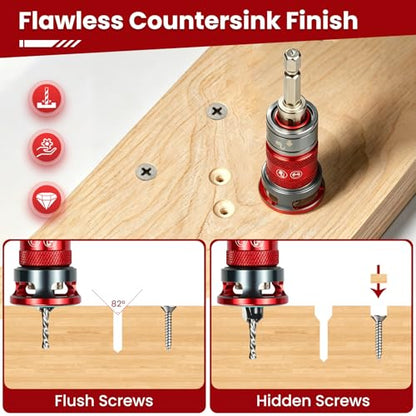 Countersink Drill Bit Set with Depth Stop Collar