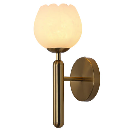 12.6in Alabaster Wall Sconces (Gold-12.6in-1 Pack)