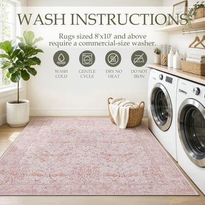 3x5 Washable Rug (Blush Pink / 3' x 5' (Rectangular))