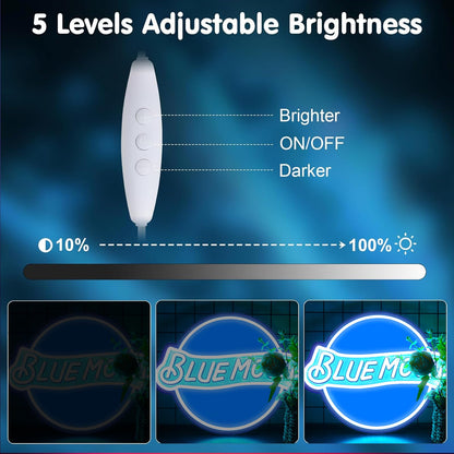 Blue Moon Neon Signs for Wall Decor Neon Lights for Bedroom Led Signs Suitable for Man Cave Bar Pub Restaurant Christmas Birthday Party Gift 5V Usb Power (Blue Moon 002 CY)