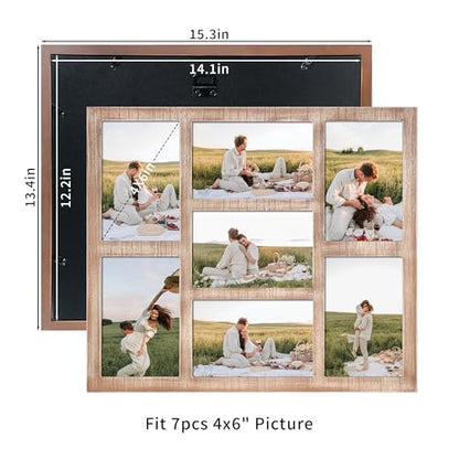 4x6 Picture Frame Collage for Wall Decor with Real Glass (Rustic Brown / 13x15in (2Pack))