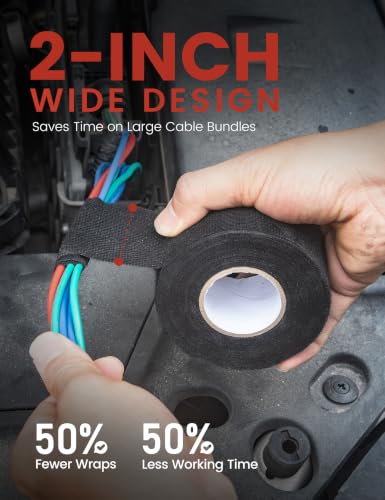 2 inch x 50ft Wiring Harness Tape High Temp Wire Cable Loom Self
