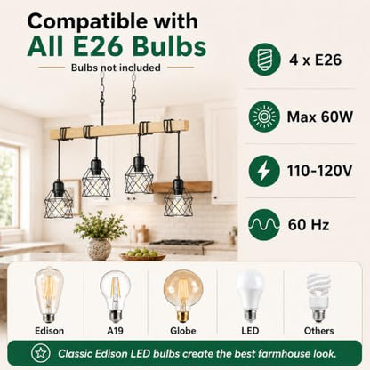 4 Light Farmhouse Kitchen Island Lighting (4-Light)