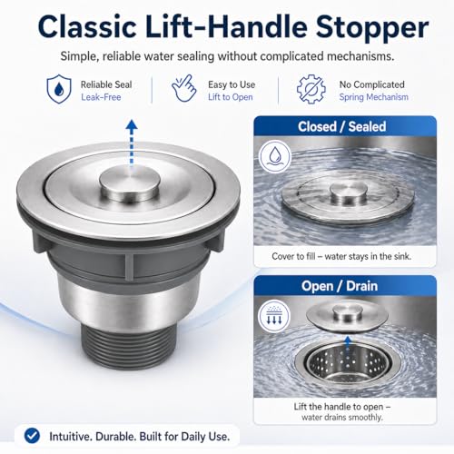 Pop Up Kitchen Sink Drain with Strainer