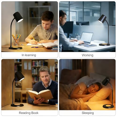 LED Desk Lamp with Speaker 3 Light Colors (Black)