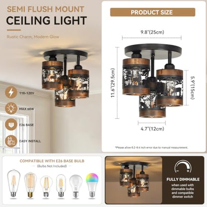 Rustic Semi Flush Mount Ceiling Light