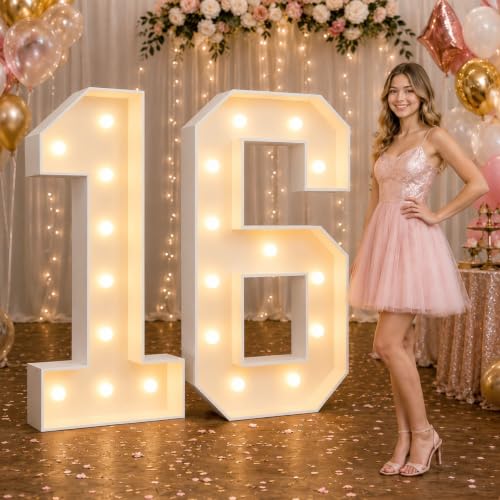 2.4FT Warm White Marquee Light Up Numbers