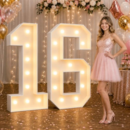 2.4FT Warm White Marquee Light Up Numbers