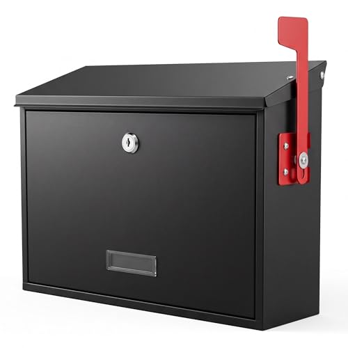 Locking Wall Mount Mailbox with Outgoing Mail Flag & Spring Clip