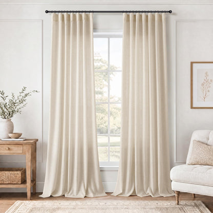 Cream Linen Curtains 105 Inches Long 2 Panels Drapes for Living Room (Linen / 50"W x 105"L (Pack of 2))