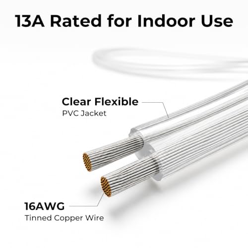 Clear Extension Cord with Multiple Outlets 2 Prong 16 Gauge