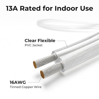 Clear Extension Cord with Multiple Outlets 2 Prong 16 Gauge