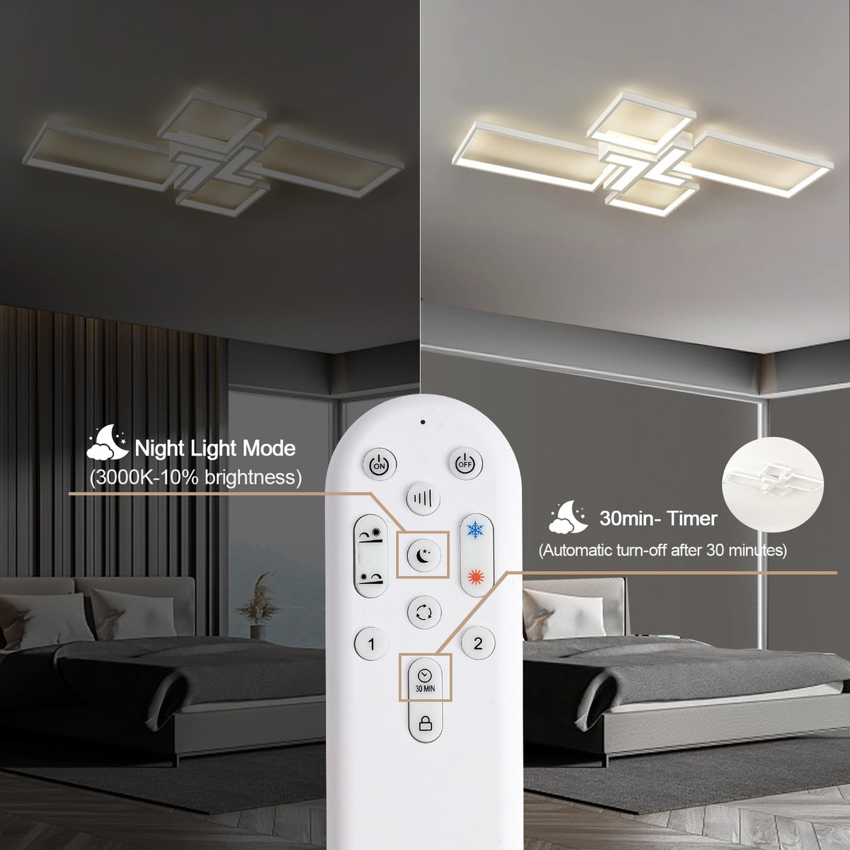 Modern Ceiling Light 32'' 50W 3000K (White / 32 in)