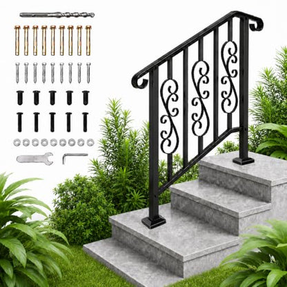 3 Step Wrought Iron Handrail