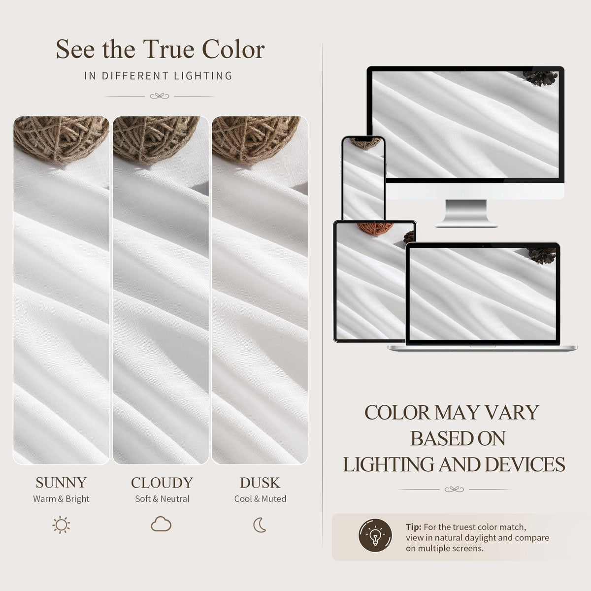 White Linen Curtains 102 Inches Long for Living Room 2 Panels (White / 52"W x 102"L (Pack of 2))