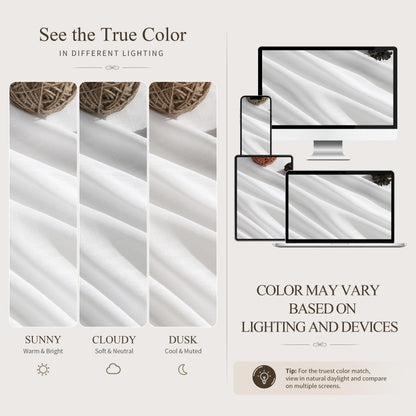 White Linen Curtains 102 Inches Long for Living Room 2 Panels (White / 52"W x 102"L (Pack of 2))