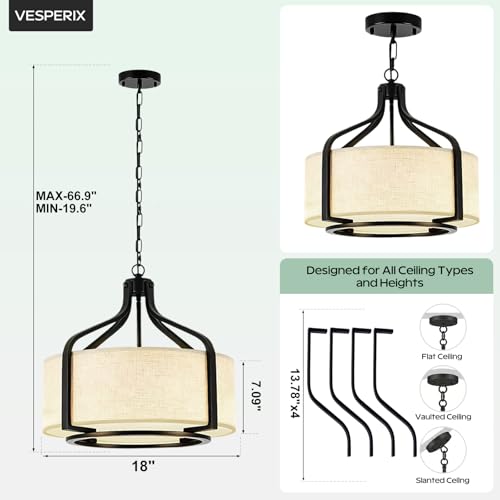 Linen Drum Chandelier