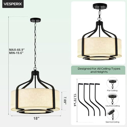 Linen Drum Chandelier