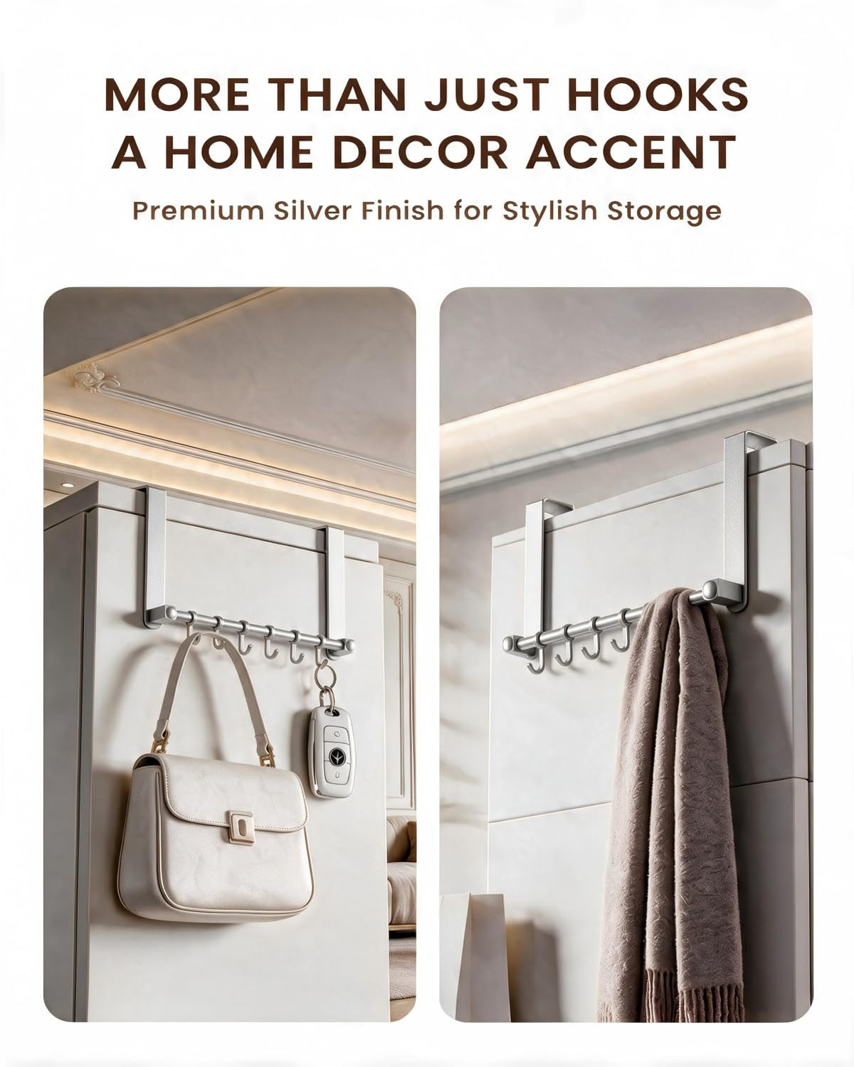 Heavy Duty Over The Door Hooks (Silver)