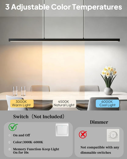 Modern LED Island Lights for Kitchen (Black-Liner / 31.5in)