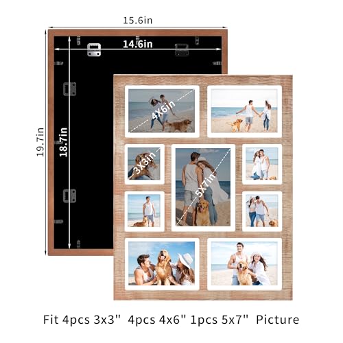 Picture Frame Collage for 6x8 and 5x7 and 4x4 Photos (Rustic Brown / 15.6x19.7in (1Pack))