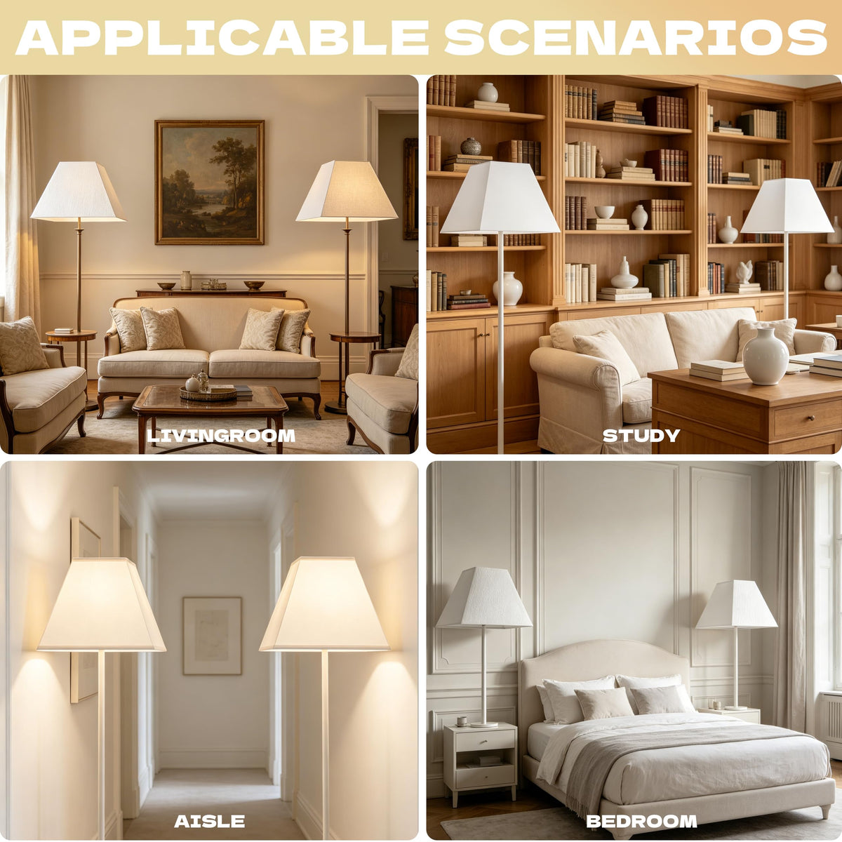 White Lamp Shades Set of 2 6" x 13" x 10" Bell Lampshade (White / 6*13*10in)