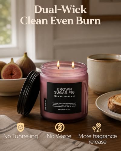 Brown Sugar Fig Scented Candle Relaxing Home Fragrance 11.6Oz 70H (Medium Jar / BrownSugarFig)