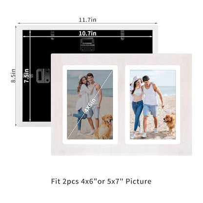 5x7 Collage Picture Frame Set of 2 (Rustic White / 8.5x11.8in (2Pack))