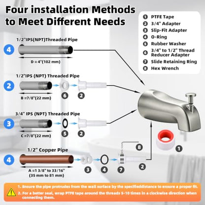 Tub Shower Trim Kit with Tub Spout Compatible with Moen T470 Chateau Valve